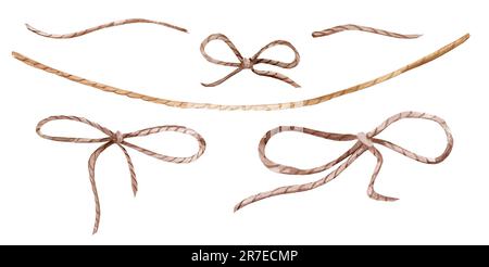 Watercolor painting of Brown rope string isolated on white background Stock  Illustration