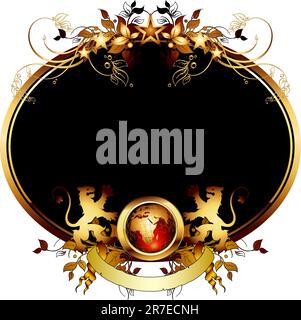 world with ornate frame,  this illustration may be useful as designer work Stock Vector