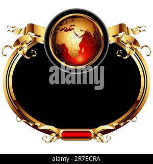 world with ornate frame,  this illustration may be useful as designer work Stock Vector