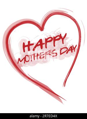 Happy Mothers day love heart isolated over a white background Stock Vector