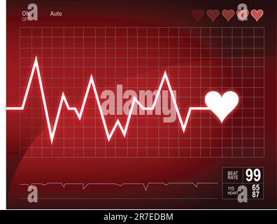 Illustration depicting a graph from a heart beat and a heart Stock ...