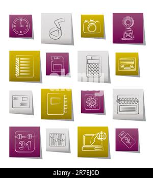 Phone Performance, Internet and Office Icons - Vector Icon Set Stock Vector