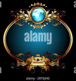 world with ornate frame,  this illustration may be useful as designer work Stock Vector