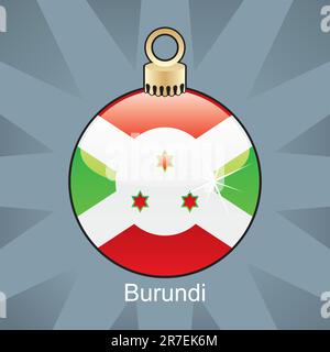 fully editable vector illustration of isolated burundi flag in christmas bulb shape Stock Vector