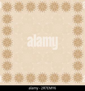 Vector art in Illustrator 8. SERIES of THREE: Neutral colored square frame with retro-style elements. All elements are separate and can be easily e... Stock Vector