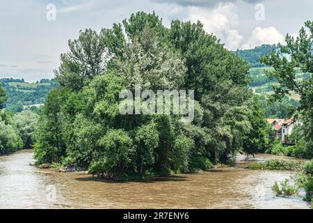 The River Bosna swelled Stock Photo