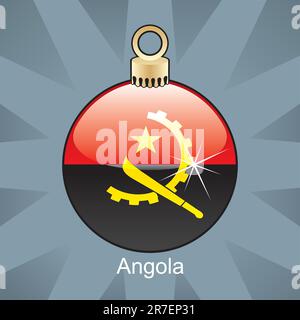 fully editable vector illustration of isolated angola flag in christmas bulb shape Stock Vector