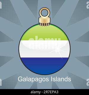 fully editable vector illustration of isolated galapagos islands flag in christmas bulb shape Stock Vector