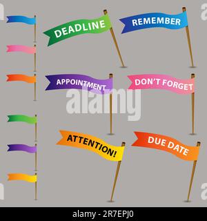 An image of a reminder flag icons. Stock Vector