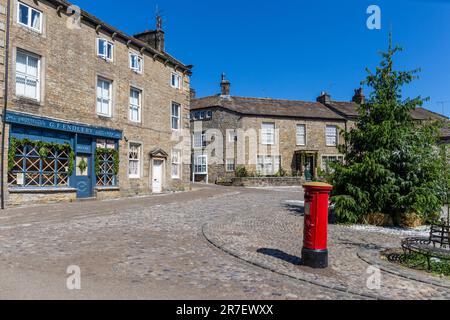 Grassington, Yorkshire Dales, UK 14th June 2023. Cast and crew of the popular Channel 5 and PBS re-make of All Creatures Great and Small were out in force filming for the series 4 Christmas special.  Credit: Tom Holmes / Alamy Live News Stock Photo