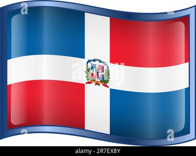 Dominican Republic Flag icon, isolated on white background. Stock Vector