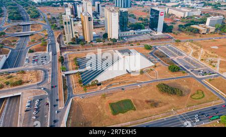 The Cláudio Santoro National Theater (Teatro Nacional Cláudio Santoro) is a multi-theater building in Brasília, Brazil. Stock Photo