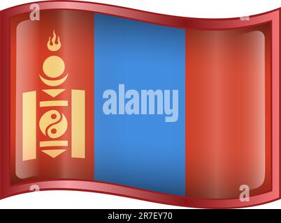 Mongolia Flag icon, isolated on white background. Stock Vector