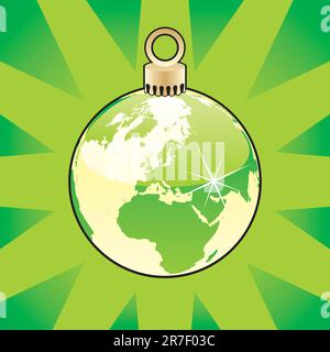 fully editable colored christmas bulb with world globe layout Stock Vector