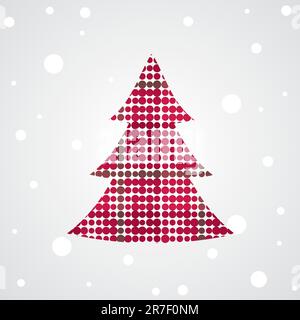 Christmas tree with colorful decoration. Vector illustration Stock Vector
