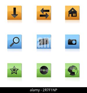 illustration of web icons on white background Stock Vector