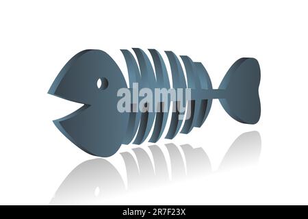illustration of fish bones on white background Stock Vector