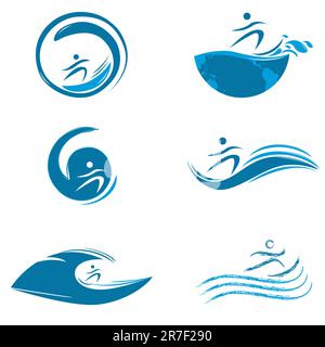 illustration of water sports on white background Stock Vector