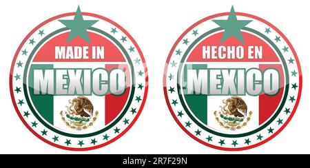 Circular illustration made in Mexico stamp isolated over a white background. Stock Vector