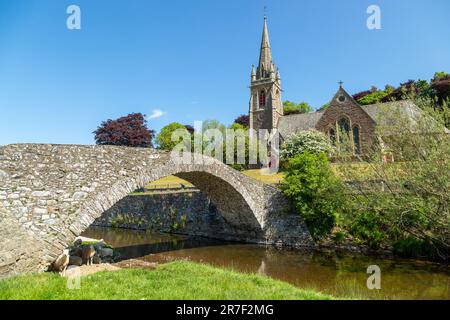 Packhorse Bridge at Stow of Wedale, or more often Stow, is a village in the Scottish Borders area of Scotland Stock Photo