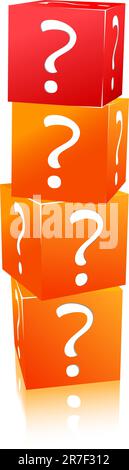 orange and red stack of cubes with question mark isolated on white background Stock Vector