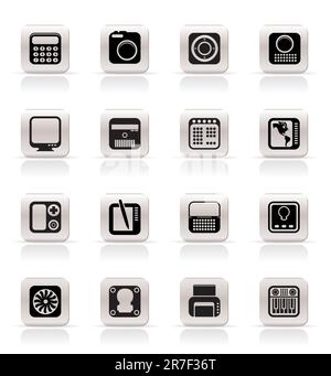Hi-tech and technology equipment - vector icon set 4 Stock Vector