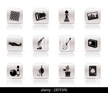 Simple Hobby, Leisure and Holiday Icons - Vector Icon Set Stock Vector