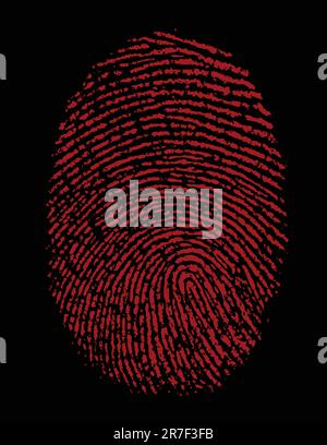 Red Fingerprint Identity Crime Stock Vector