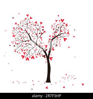 Valentine tree, love, leaf from hearts Stock Vector