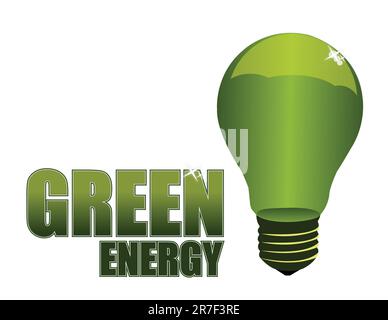 Green energy light-bulb isolated over a white background. Stock Vector