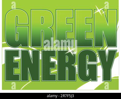 Green energy design over a light green background with waves Stock Vector