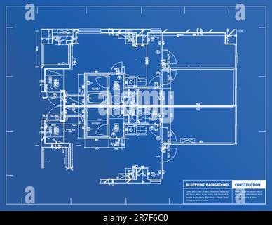 Sample of architectural blueprints over a blue background / Blueprint Stock Vector