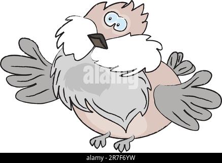 Cartoon Sparrow. Vector illustration on white background. Stock Vector