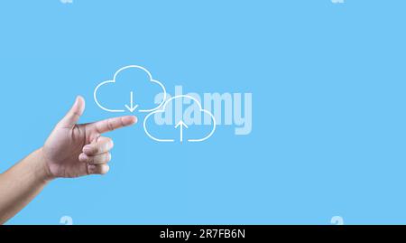 Cloud computing concept, connect communication equipment  information and technology with cloud computing and technology icon. Stock Photo