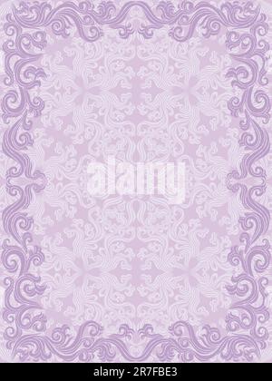 Vector illustration purple floral frame with invitation card hand drawn ...