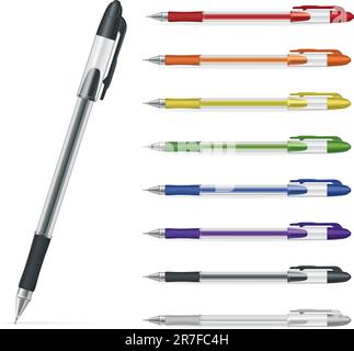 Ballpoint pens on a white background. Vector illustration #2 Stock Vector