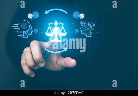 AI ethics or AI Law concept. Developing AI codes of ethics. Compliance, regulation, standard , business policy and responsibility for guarding against Stock Photo