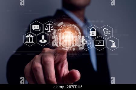 AI ethics or AI Law. Digital transformation technology strategy, IoT, internet of things. transformation of ideas and the adoption of technology in bu Stock Photo