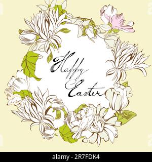 Easter egg with floral elements Stock Vector