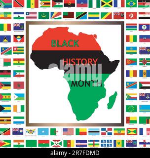 Vector Illustration showing African and black cultured flags for Black History Month. Stock Vector