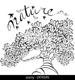 Sketch with tree Stock Vector
