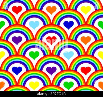 Seamless heart and rainbow pattern illustration Stock Vector Image ...