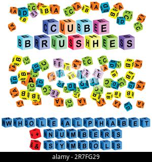 cube alphabet + numbers & symbols Stock Vector