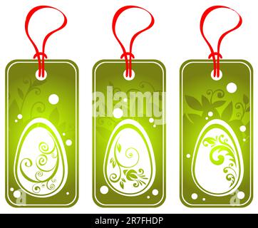 Three Easter price tags isolated on a white background. Stock Vector
