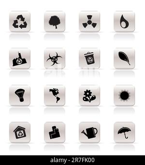 Simple Ecology and Recycling icons - Vector Icon Set Stock Vector