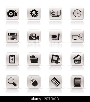 Computer, mobile phone and Internet Vector Icon Set Stock Vector