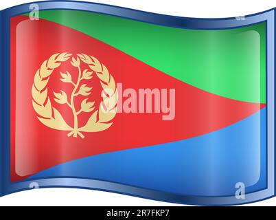 Eritrea Flag icon, isolated on white background. Stock Vector