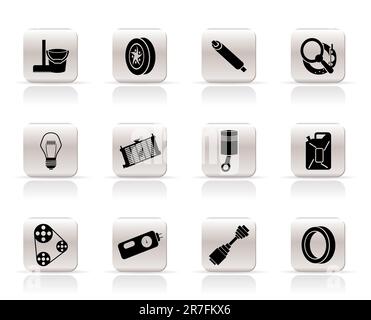 Simple Car Parts and Services icons - Vector Icon Set 2 Stock Vector