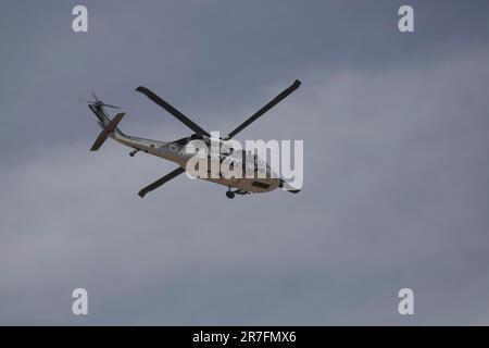 Santa Gertrudis, Chihuahua, Mexico. 14th June, 2023. Mexican Air Force. In the National Training Camp there was also a small demonstration of the entire air and land arsenal of the Mexican Army. (Credit Image: © Luis Salgado/Pacific Press via ZUMA Press Wire) EDITORIAL USAGE ONLY! Not for Commercial USAGE! Stock Photo