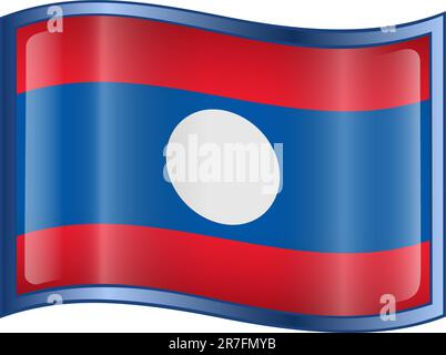 Laos Flag icon, isolated on white background. Stock Vector